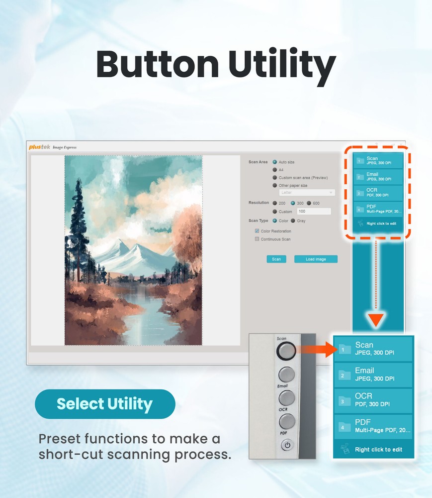 Plustek OpticSlim 1680 - Fast Large Format Flatbed Scanner +Image edit software