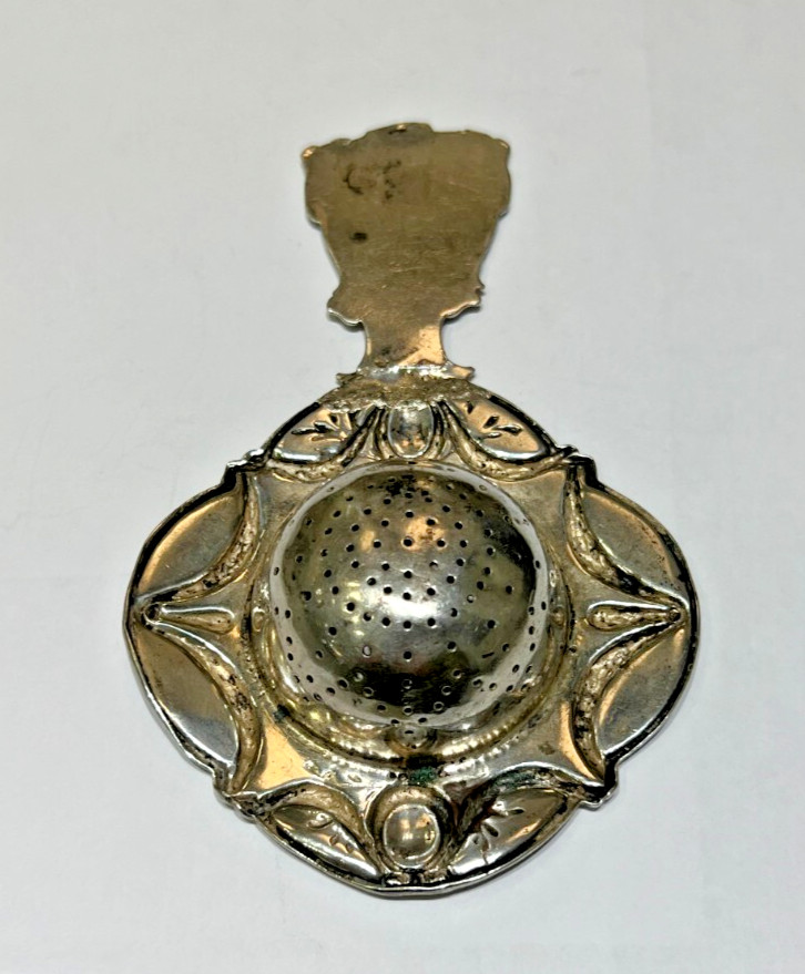 Antique Belle Epoque Silver Tea Strainer 800 Silver Hallmarked on front