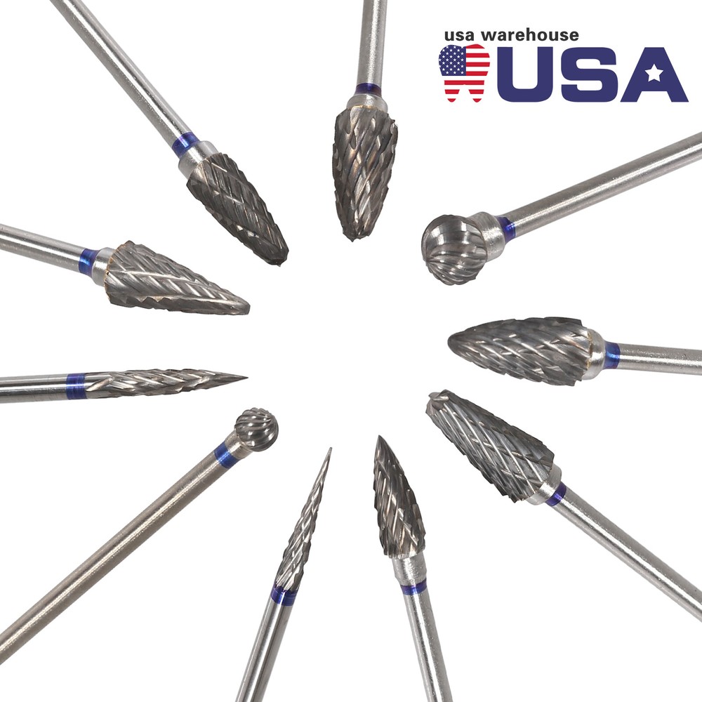 10X Tungsten Carbide Dental Acrylic Bur Drill Coarse Cutter 2.35mm Shank