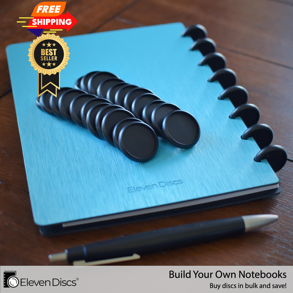Eleven Discs ¾-Inch Black Plastic Discbound Expansion for Custom