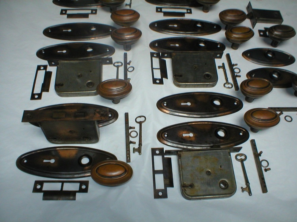 Antique Japanned Door Hardware Set