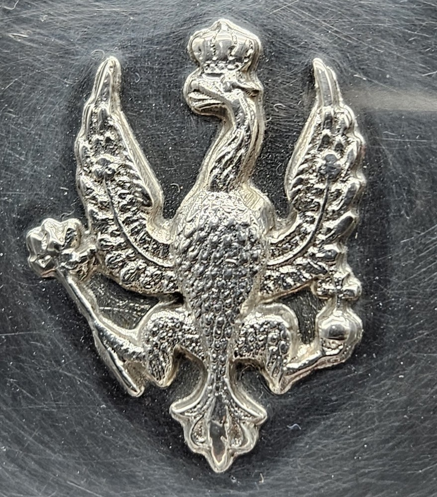 Solid Silver 830 Trinket/Coin Dish with King's Hussars Symbol UK/c1911