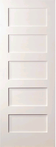 Prehung 5 Panel Flat Mission Shaker Primed Stile & Rail Solid Core Doors 8'0 Ht.