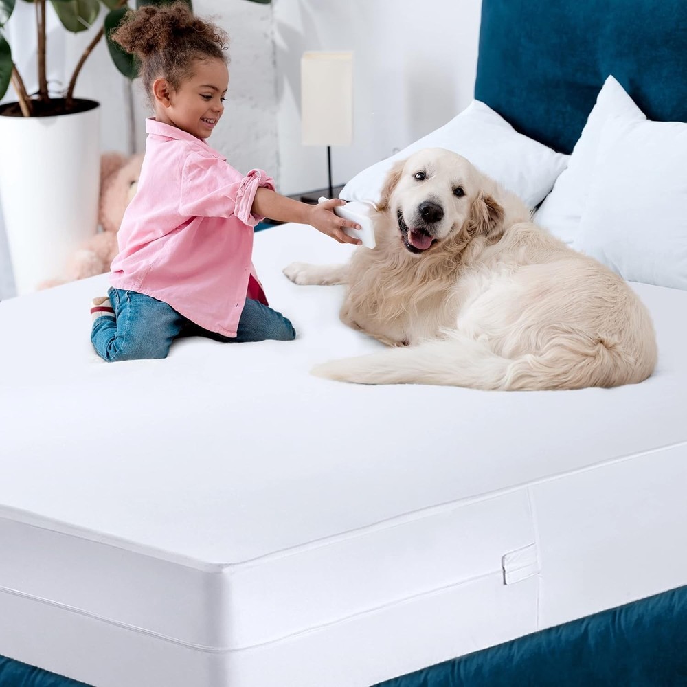 Utopia Bedding Mattress Protector Zippered Queen Size, 100% Queen, White