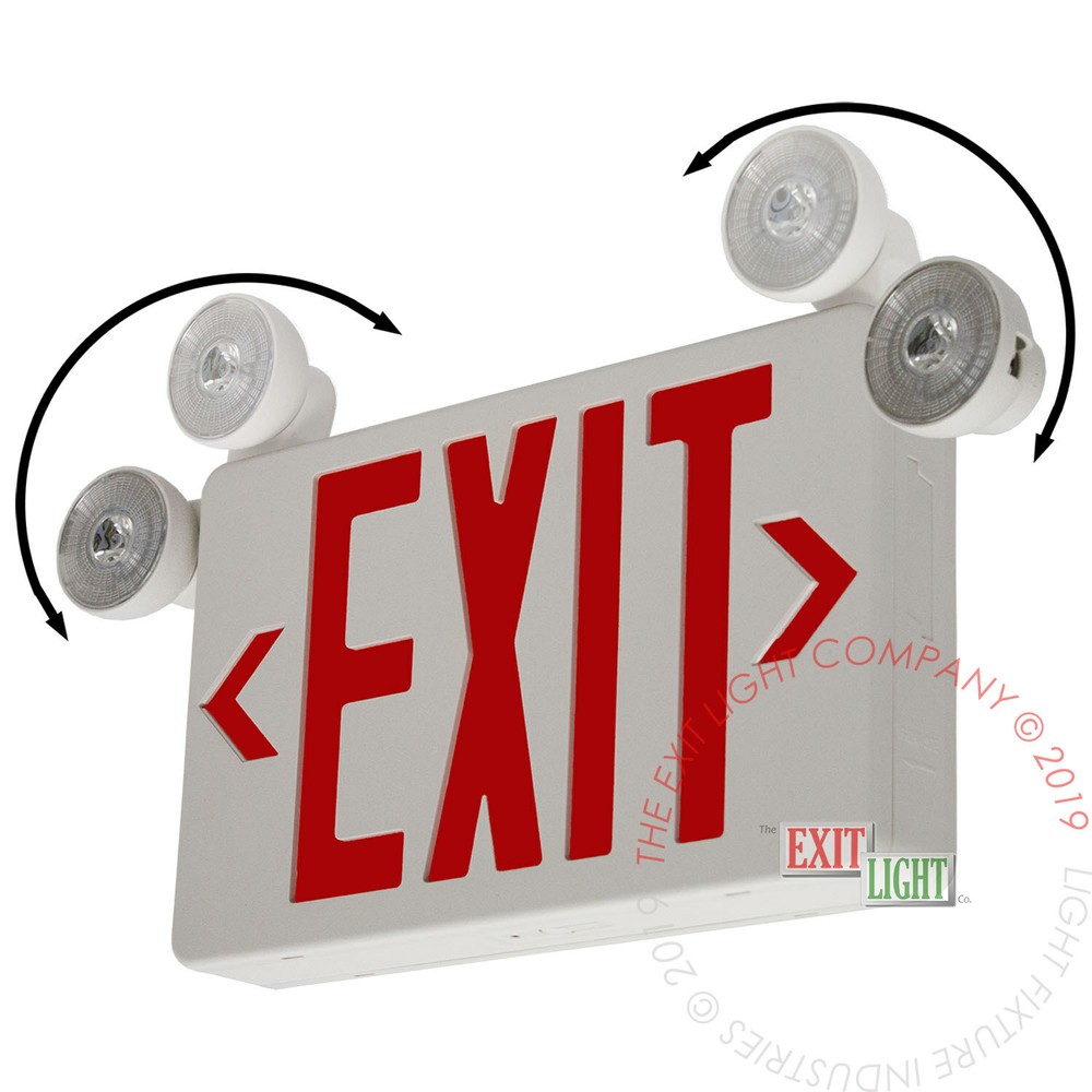 LFI Lights | Red LED Exit Sign Emergency Light Combo | Compact UL COMBOC-R-W-BB