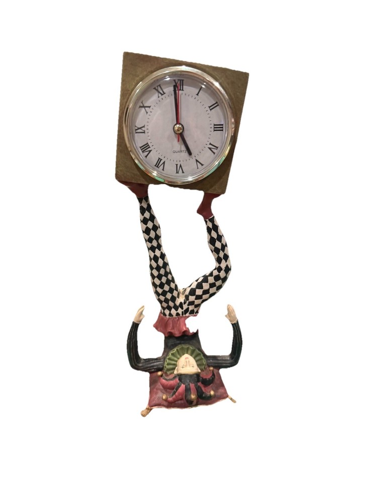 Jester Holding/Balancing Clock With Legs-Read Description