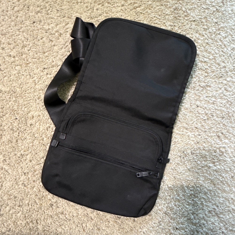 TUMI Black Nylon Alpha Flap Messenger Bag
