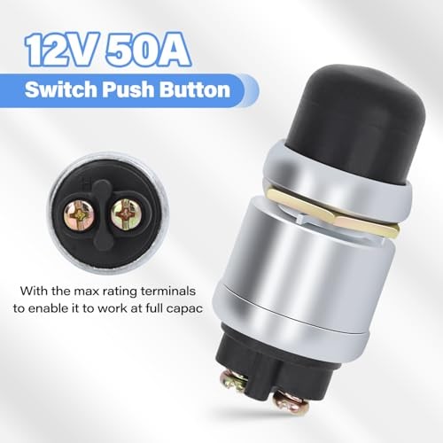 Engine Start Push Button Momentary Start Switch, 12V 50A Waterproof 4 PCS