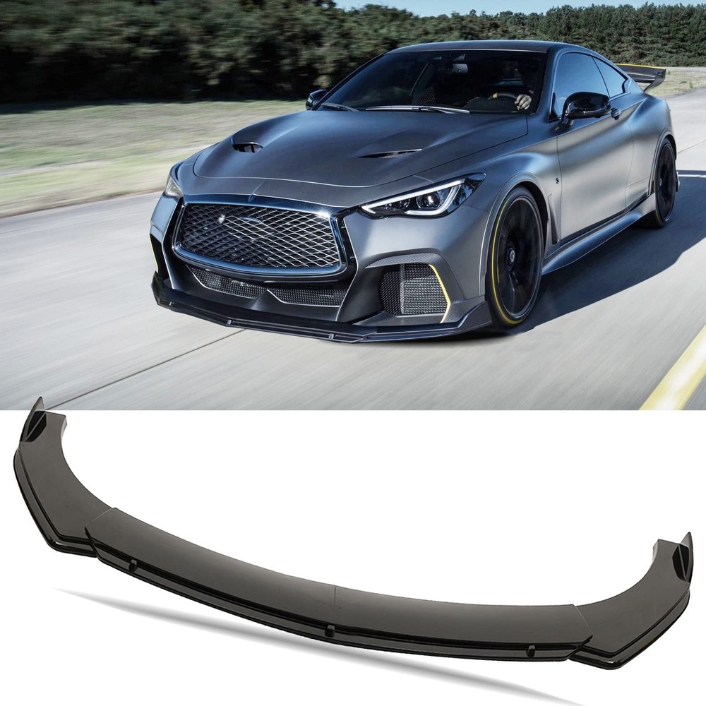 DREAMIZER Black Universal Chin Spoiler Splitter Diffuser Protector Front Bump...