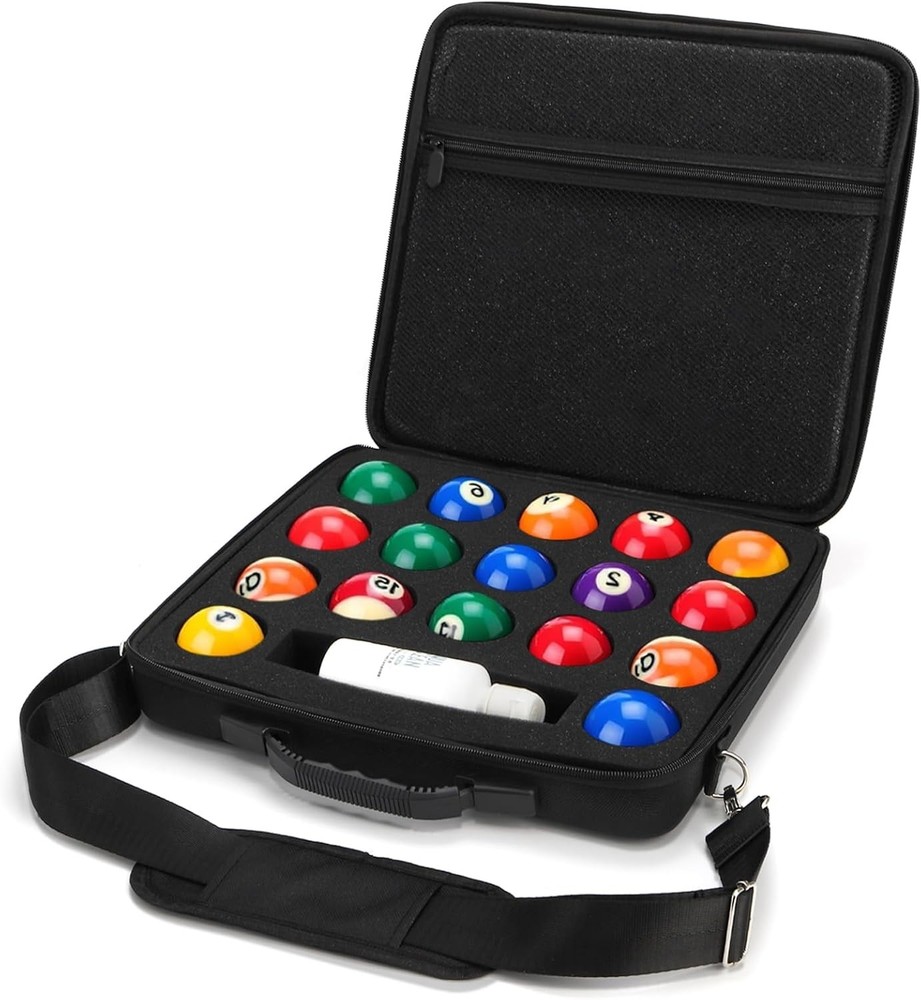 Pool Ball Carrying Case Billiard Balls Storage Bag with Handle & Adjustable