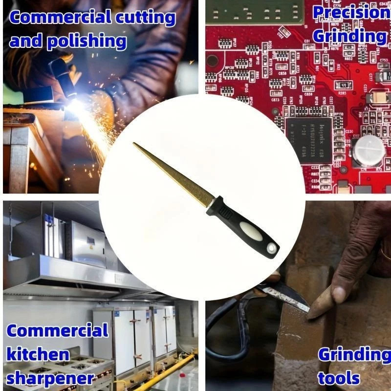 Double-sided Diamond Sharpening Stone Flat & Curved Blade with Handle Grip