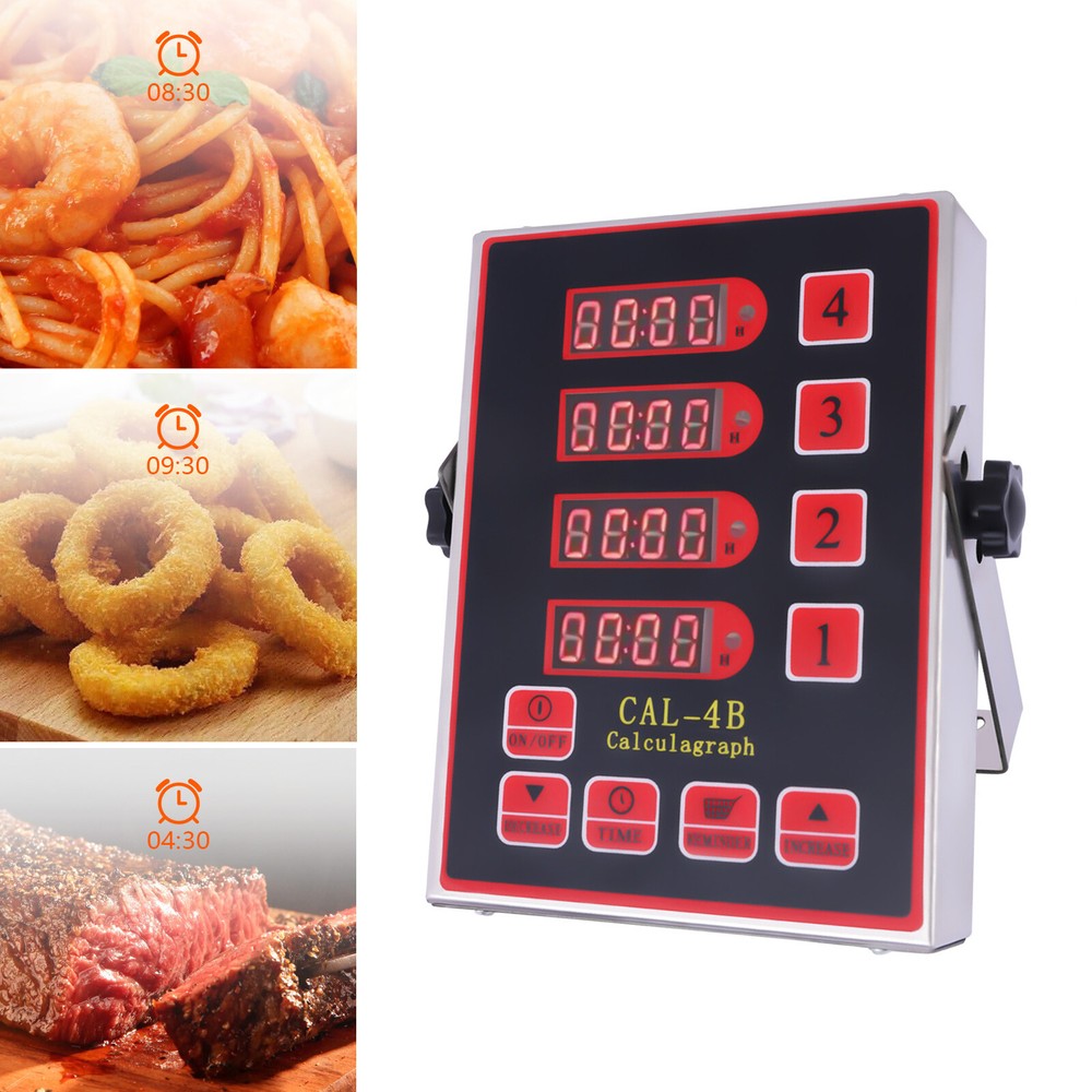 4 Channel Kitchen Timer 110V Commercial Digital Kitchen Timer 3 Stages Reminder