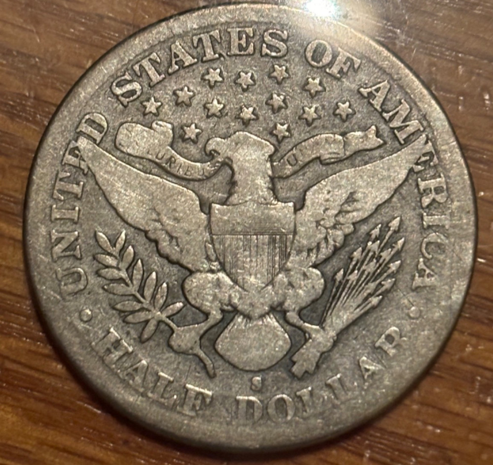 1896-s Barber Half Dollar , better date , VG