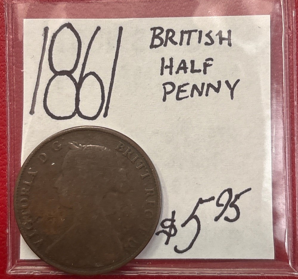 1861 British Half Penny! ENN Coins