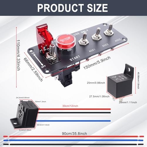 Push Start Ignition kit 12V 30A Race Toggle 5 in 1 Ignition Switch Panel