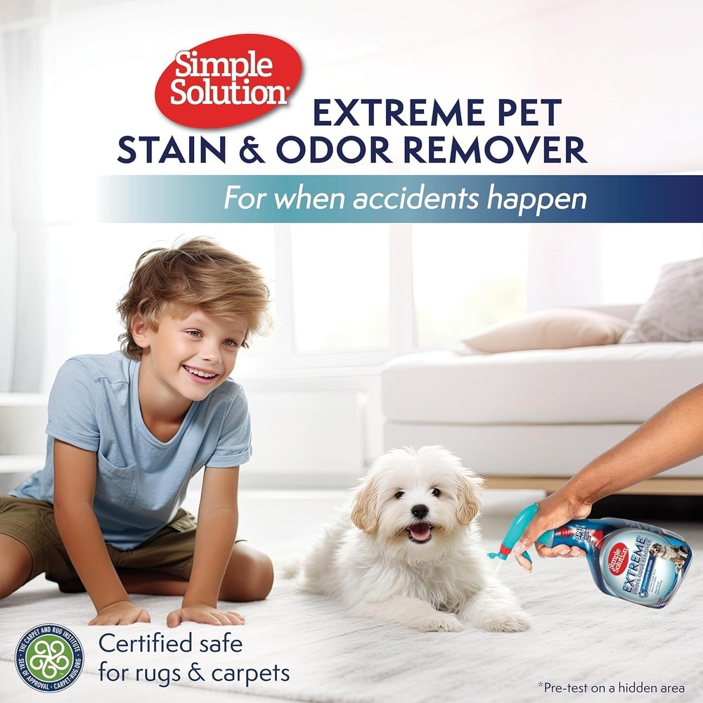 Simple Solution Extreme Pet Stain & Odor Remover - 32oz Safe & Effective Spray