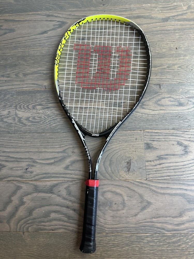 Wilson Tennis Racquet with Red String Pattern