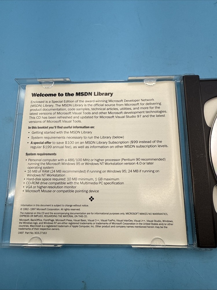 MICROSOFT Developer Network Library-Visual Studio 97 Special Edition CD