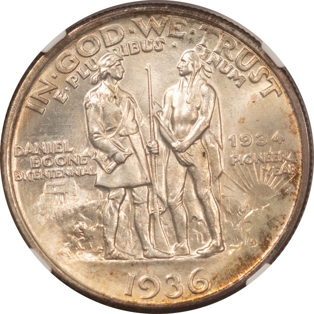 1936-D BOONE COMMEMORATIVE HALF DOLLAR - NGC MS-66, NICE!