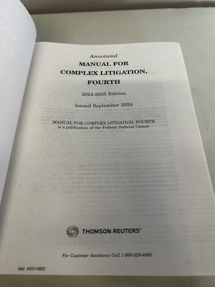 Annotated Manual for Complex Litigation 4th 2024-2025 ed. Thomson Reuters