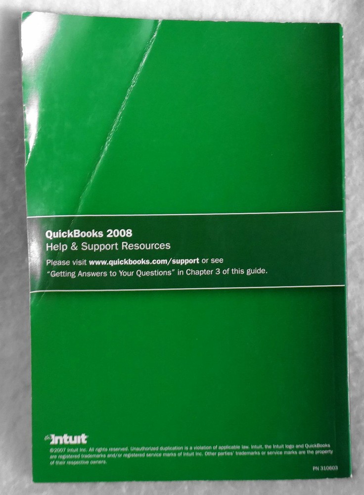 Vintage 2008 QuickBooks Startup and Quick Reference Guide Intuit
