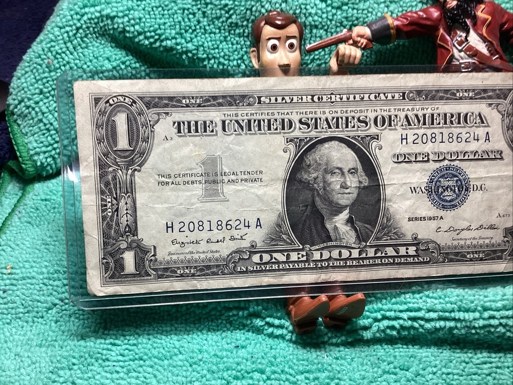 1957 A SILVER CERTIFICATE EF in RIDIG HOLDER🦅