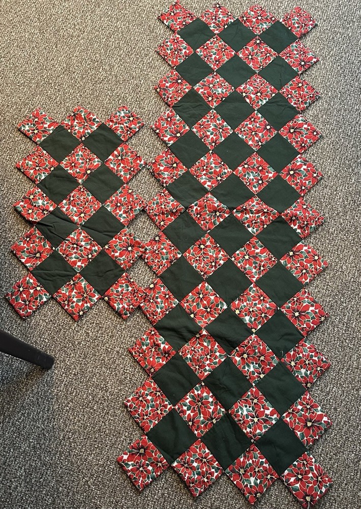 Poinsettia Quilted Table Runner with Same pattern table Topper