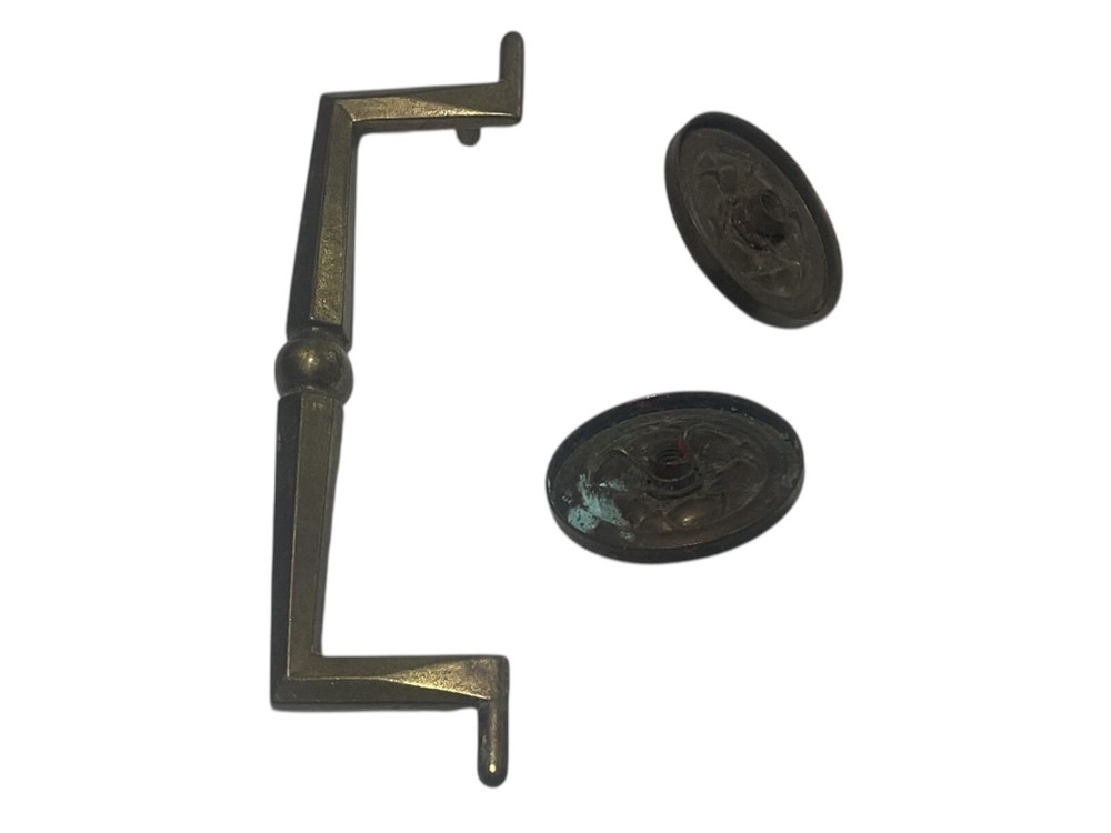 SOLID BRASS VINTAGE MCM SQUARE HANDLE DRAWER BAIL DROP PULL SWING HANDLE