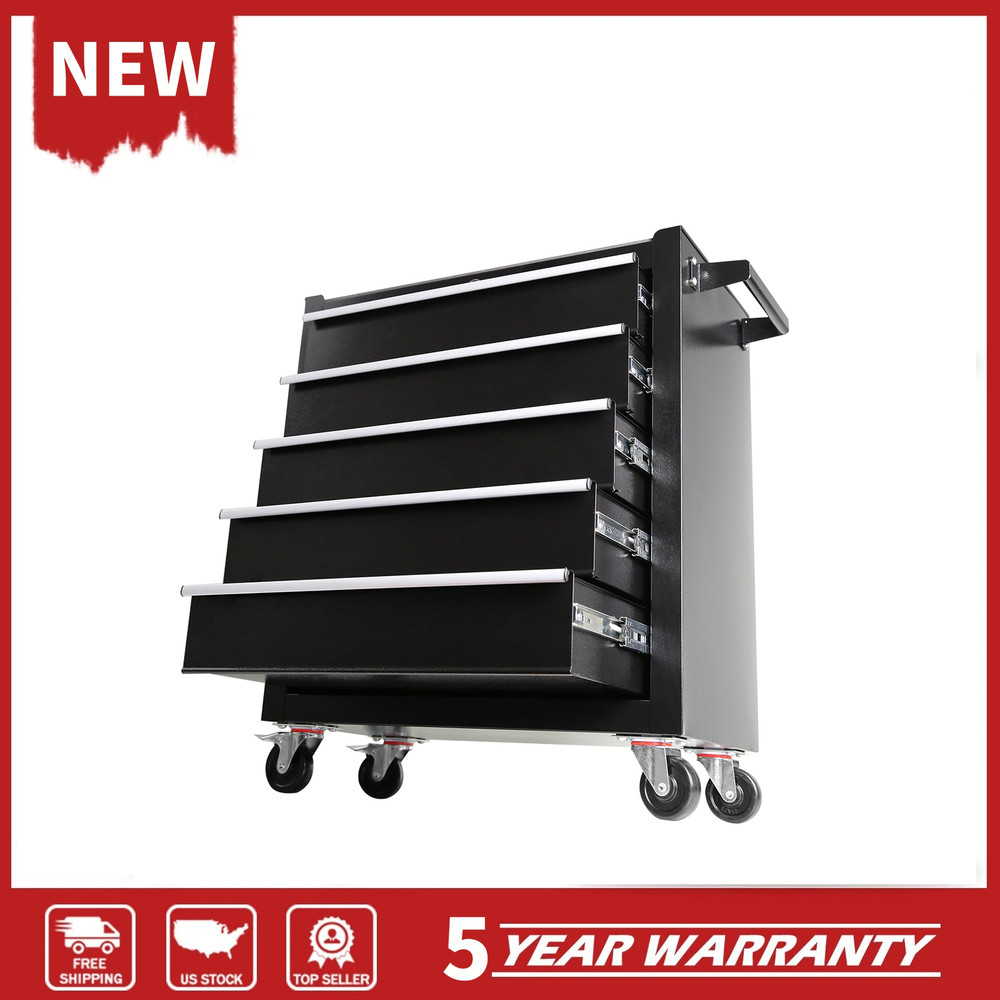 ⭐5 Drawer Rolling Tool Cart - Tool Chest w/Wheels & Lock System for Garage,NEW