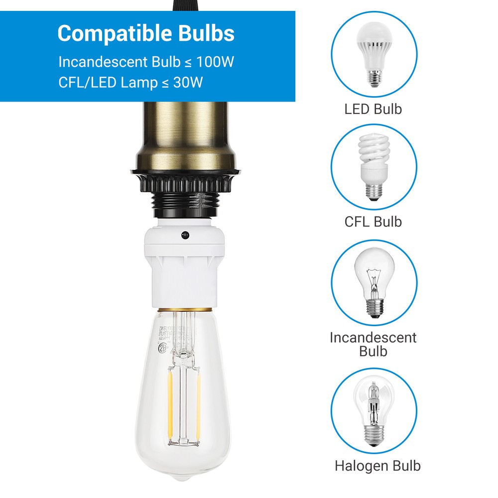 DEWENWILS Light Sensor Socket, Dusk to Dawn Sensor Socket, Light Bulb Socket