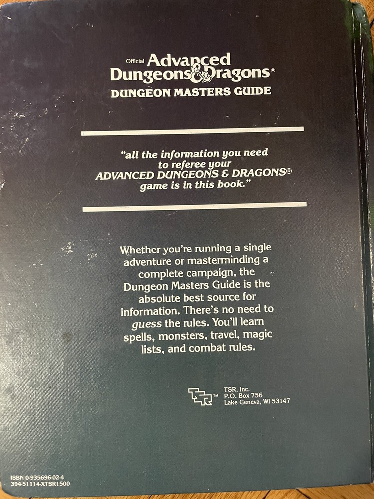 Dungeon Masters Guide TSR 2011 1979 Advanced Dungeons & Dragons