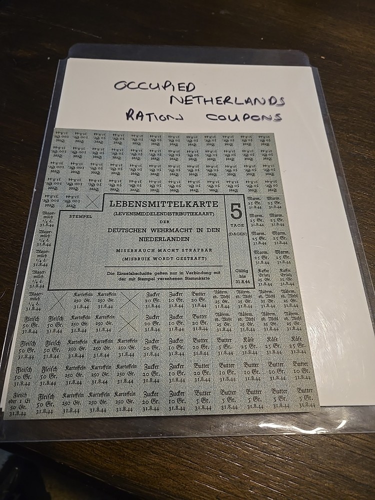 Occupied Netherlands German Ww2 Ration Cards