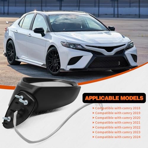 Passenger Side Mirror Assembly Compatible with Camry 2018-2024 Side Right Black
