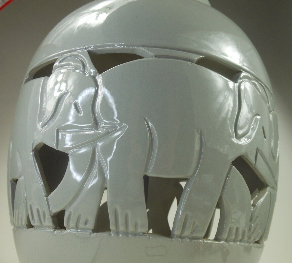 Vintage Large Elephant Grey Table Lamp 2 Way Light Up Base Retro MCM