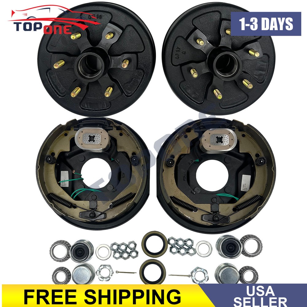 Electric Trailer Brake 10"x2-1/4" & 6-5.5" Hub Drum Kit For 3500 lb Axle.