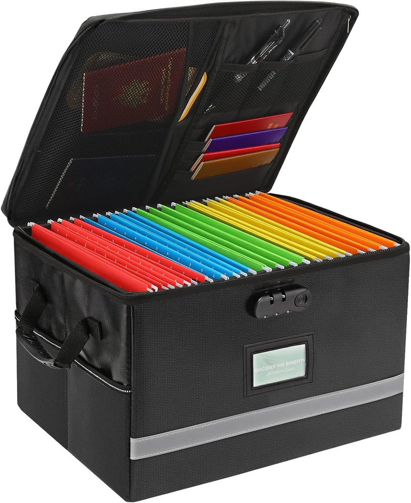 File Organizer, Fireproof File Box with Lids, Important Document Organizer Bo...