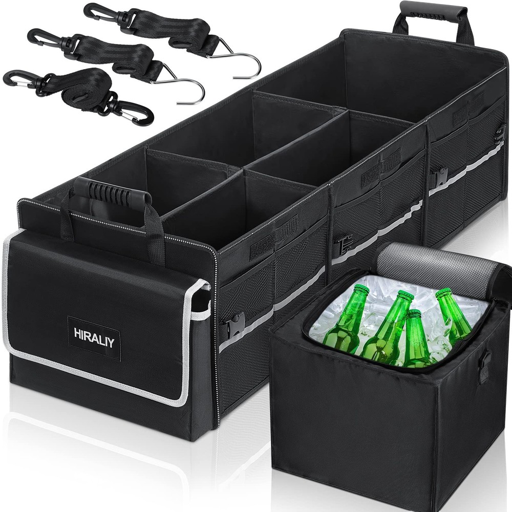 4-in-1 Car Trunk Organizer with Leakproof Cooler Bag, Foldable Multi-Compartment
