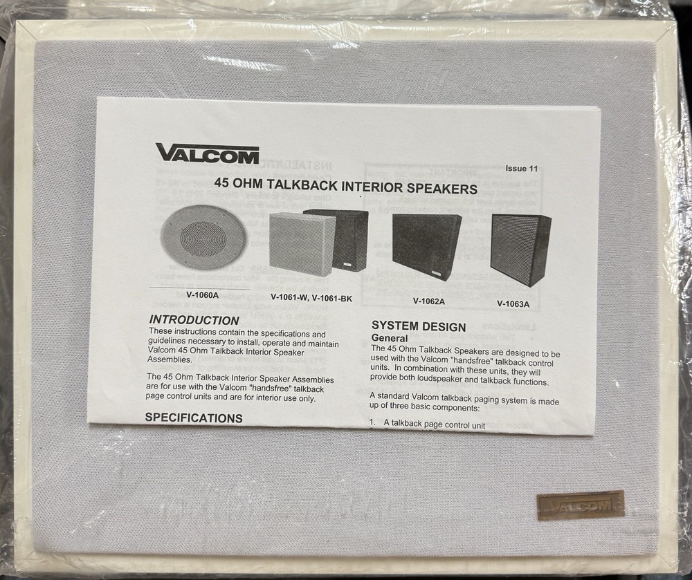 Valcom V-1061-W Talkback Wall Speaker White