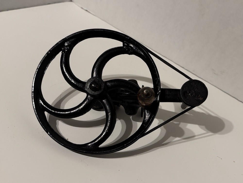 Antique Cast Iron Table Mount Bobbin Winder - Black