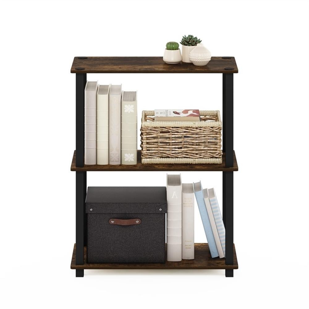 Pemberly Row 3-Tier Compact Multipurpose Shelf Display in Amber Pine/Black