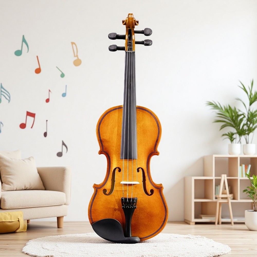 3/4 Size Acoustic Beginner Violin Set - Shoulder Rest, Strings Set & Natural