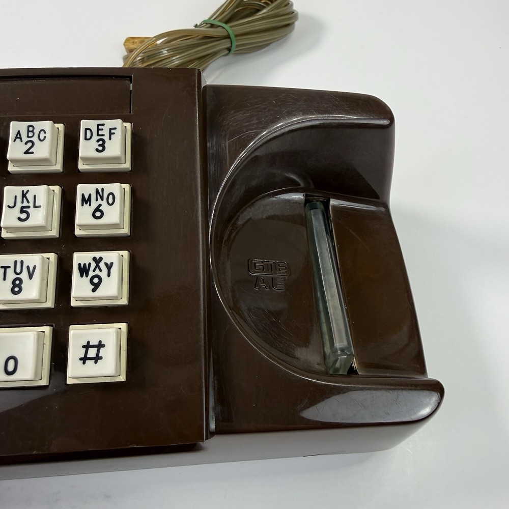 Vtg Starlite GTE Automatic Electric Desk Mount Push Button Phone Brown Untested