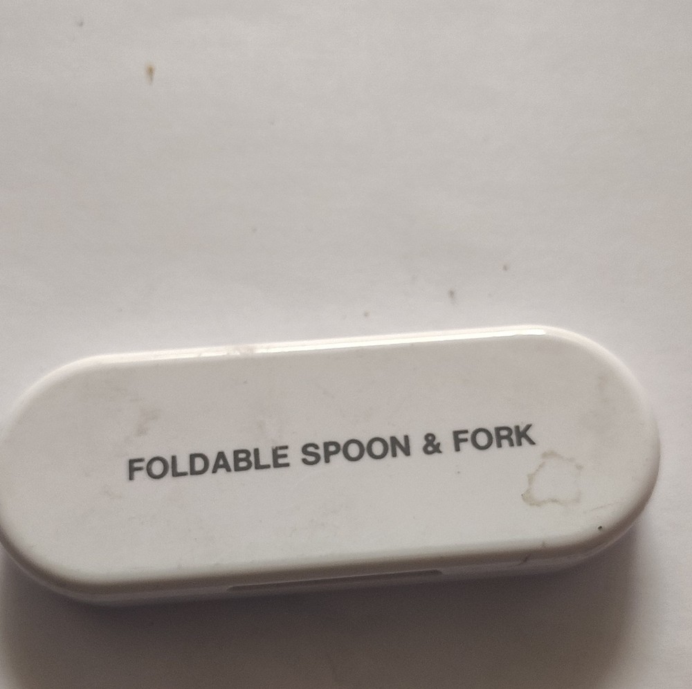 Foldable Spoon & Fork Set, Stainless Steel & Plastic, White Silver, Camping Case