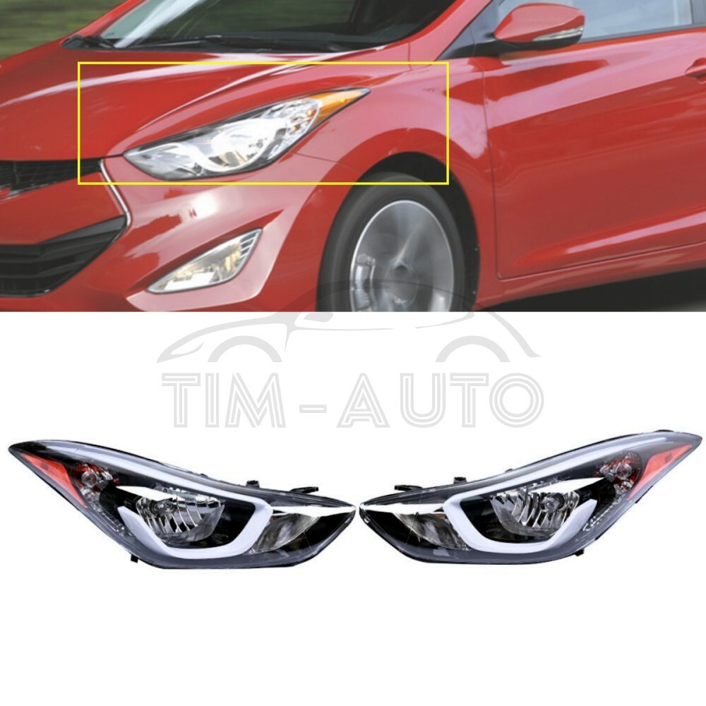 For 2014 2015 2016 Hyundai Elantra Pair Headlight Assembly Left +Right W/Bulbs