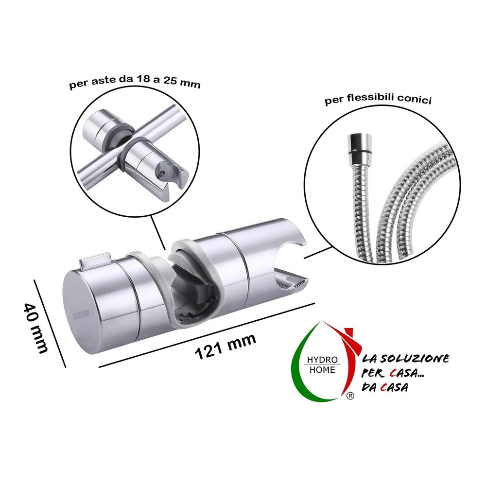 Chrome ABS Adjustable Diameter Shower Rod Slide 18-25mm