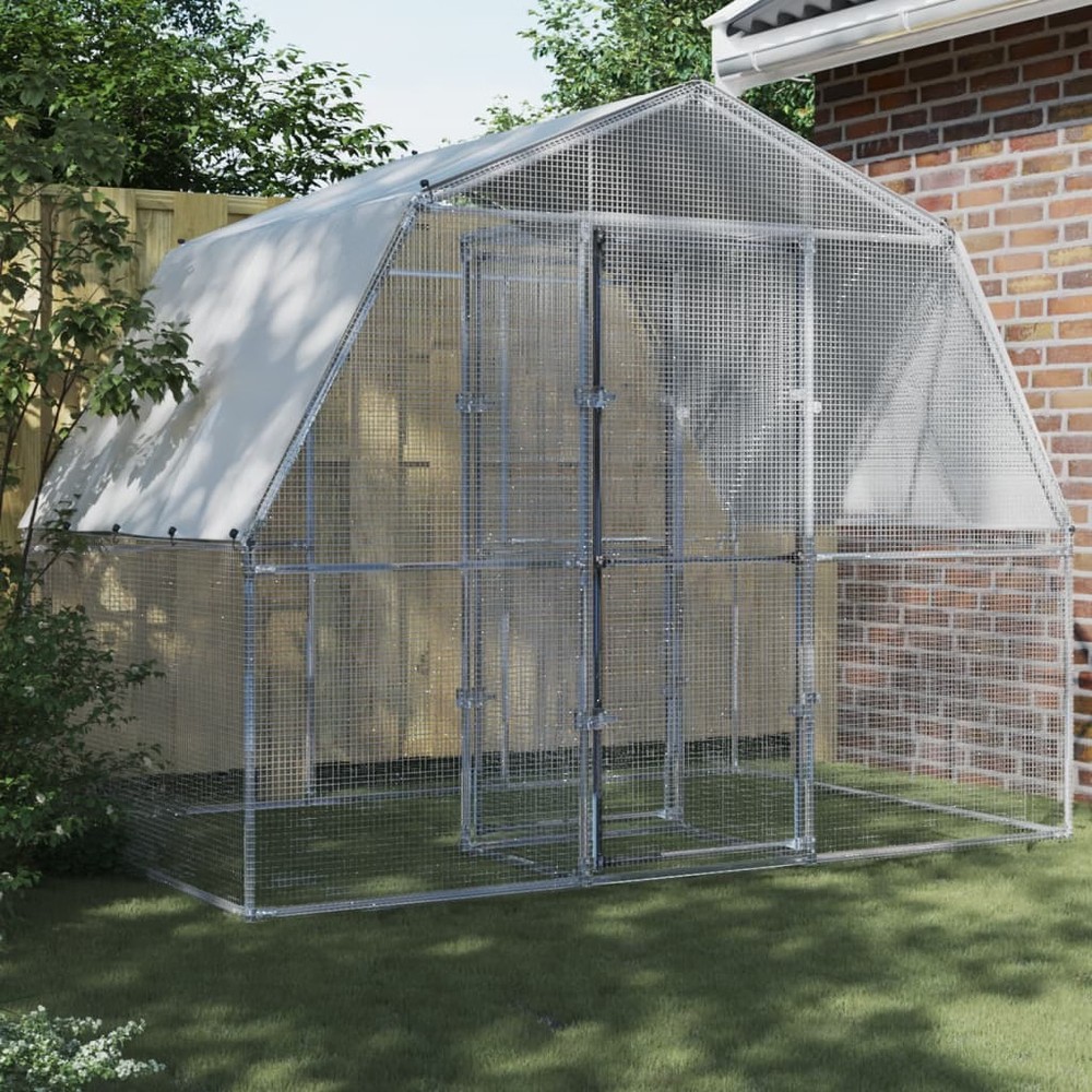 Chicken Cage Silver Galvanized steel, PE (polyethylene) Large