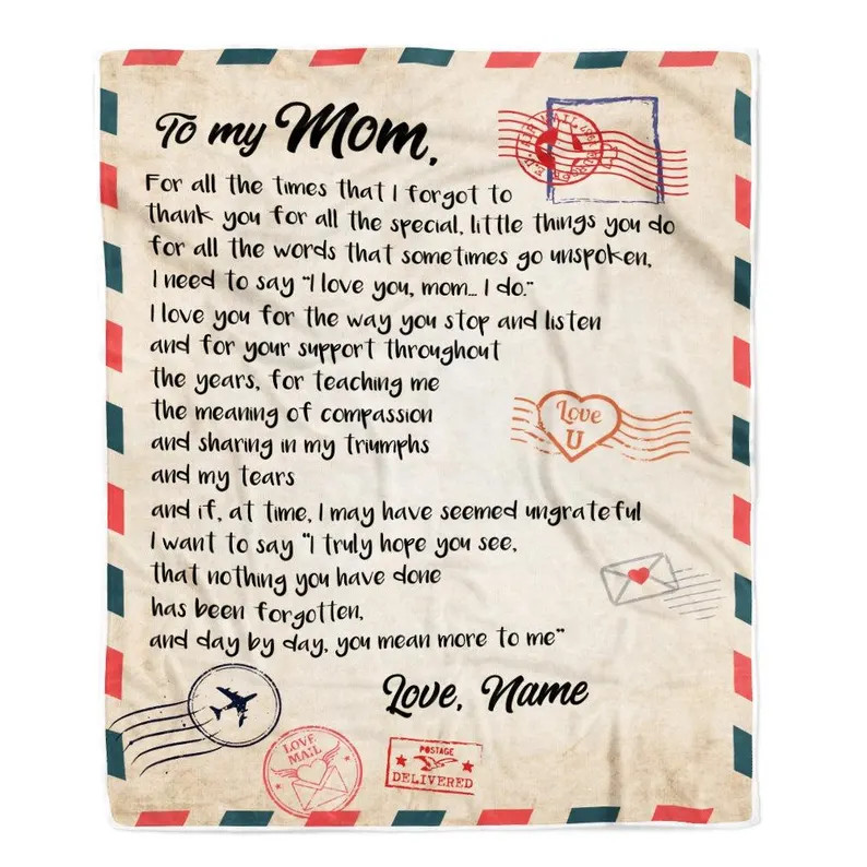Personalized Letter to Mom Blanket Custom Message Gift
