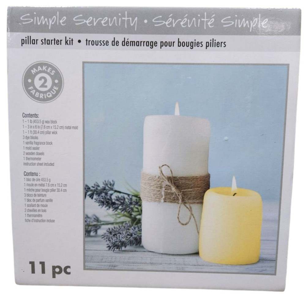 Pillar Candle Starter Kit, 11pc Set, Vanilla Scented, Colored Dye Blocks