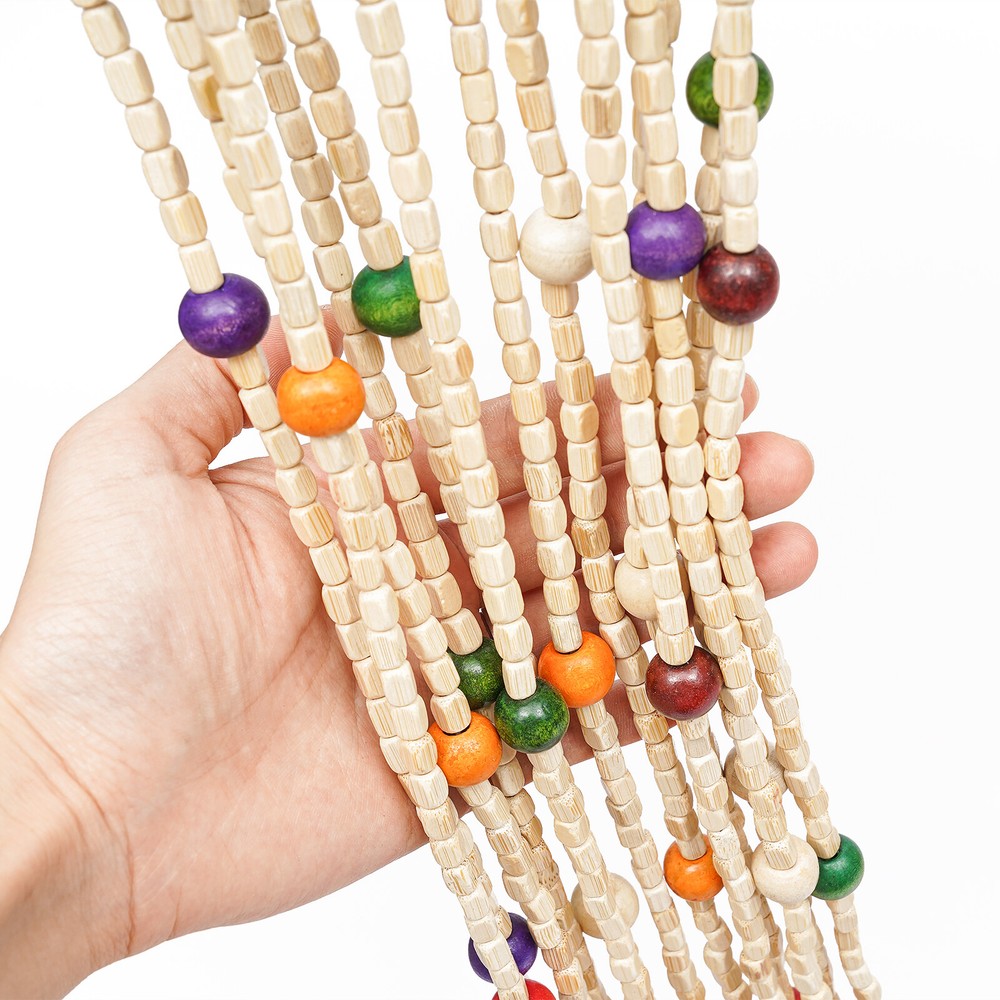 Natural Bamboo Beaded Curtain Colorful Boho Bamboo Beaded Window Doors Divider