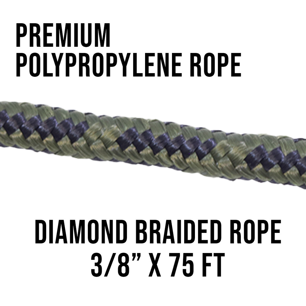 BXR 3/8" x 75' Utility Diamond Braided Polypropylene Multi Purpose Rope